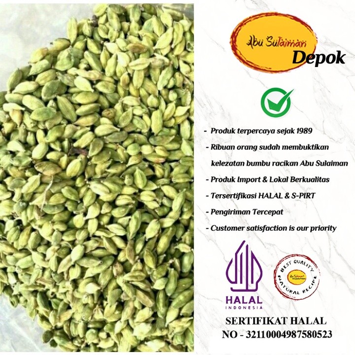 

Kapulaga india / cardamon 1 gr Abu Sulaiman Store Depok