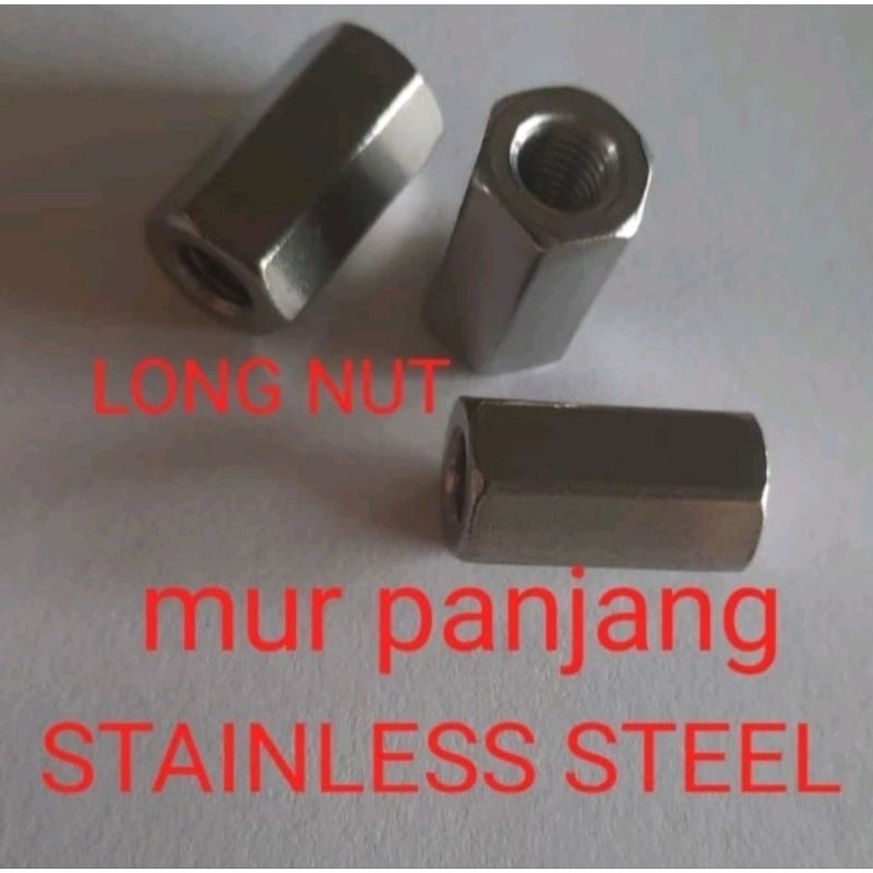 Long Nut Stainless 304/ Mur panjang/ Drat baut 19/ m.12( Panjang 4cm )p.1,75 (1pcs)