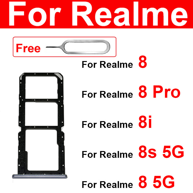 For Oppo Realme 8 8i 8S 8 Pro 5G Dual Sim Card Tray SIM Card Slot Holder   Card Adapter Replacement 