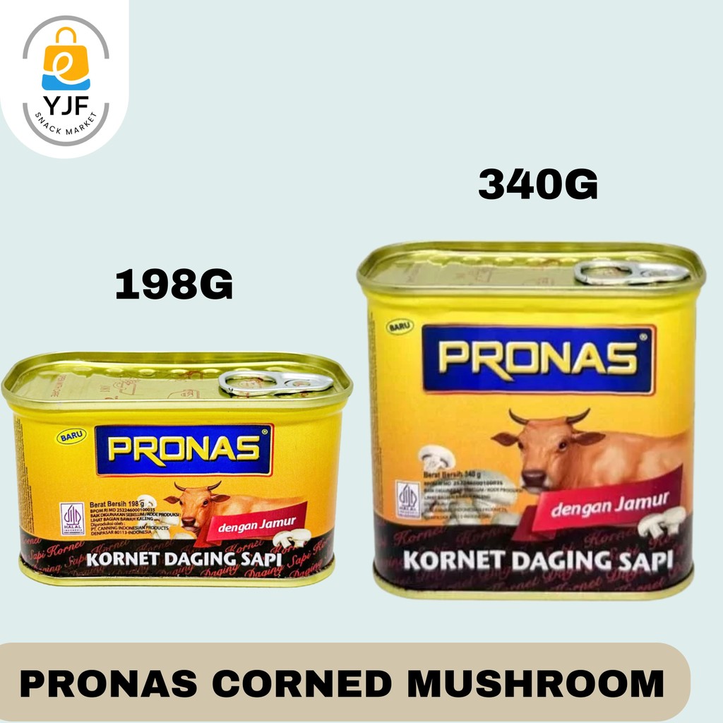 

Pronas Corned Sapi Mushroom 198G / 340G / Kornet Sapi / Kornet Sapi Jamur / Pronas Corned Beef With Mushroom