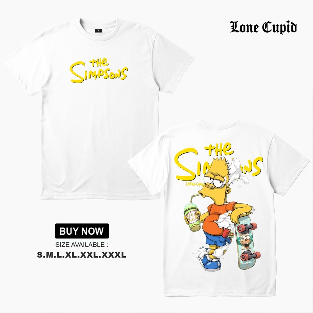 Kaos Pria Bart-Simpson Men'S Cotton T-Shirt Oversized Baju Short Sleeve Tshirts Printing  Kaos Stree