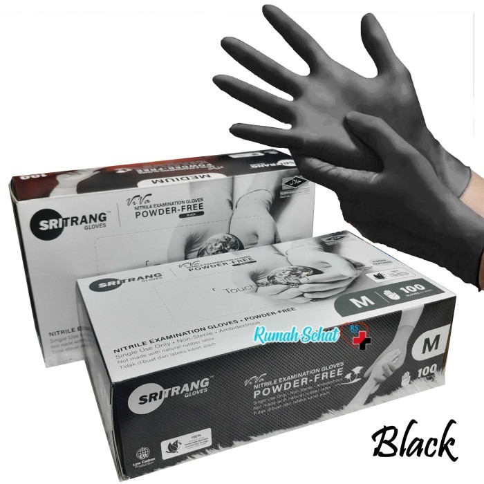 Sarung Tangan Latex Hitam Sarung Tangan Karet Nitrile - NITRILE GUANTI, M