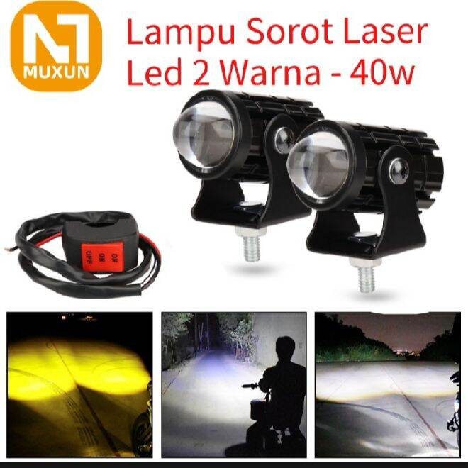 Lampu Tembak Laser Led Mini 2 Warna -  (12 - 24 volt )Lampu Tembak Sorot Foglamp Mini Laser Gun