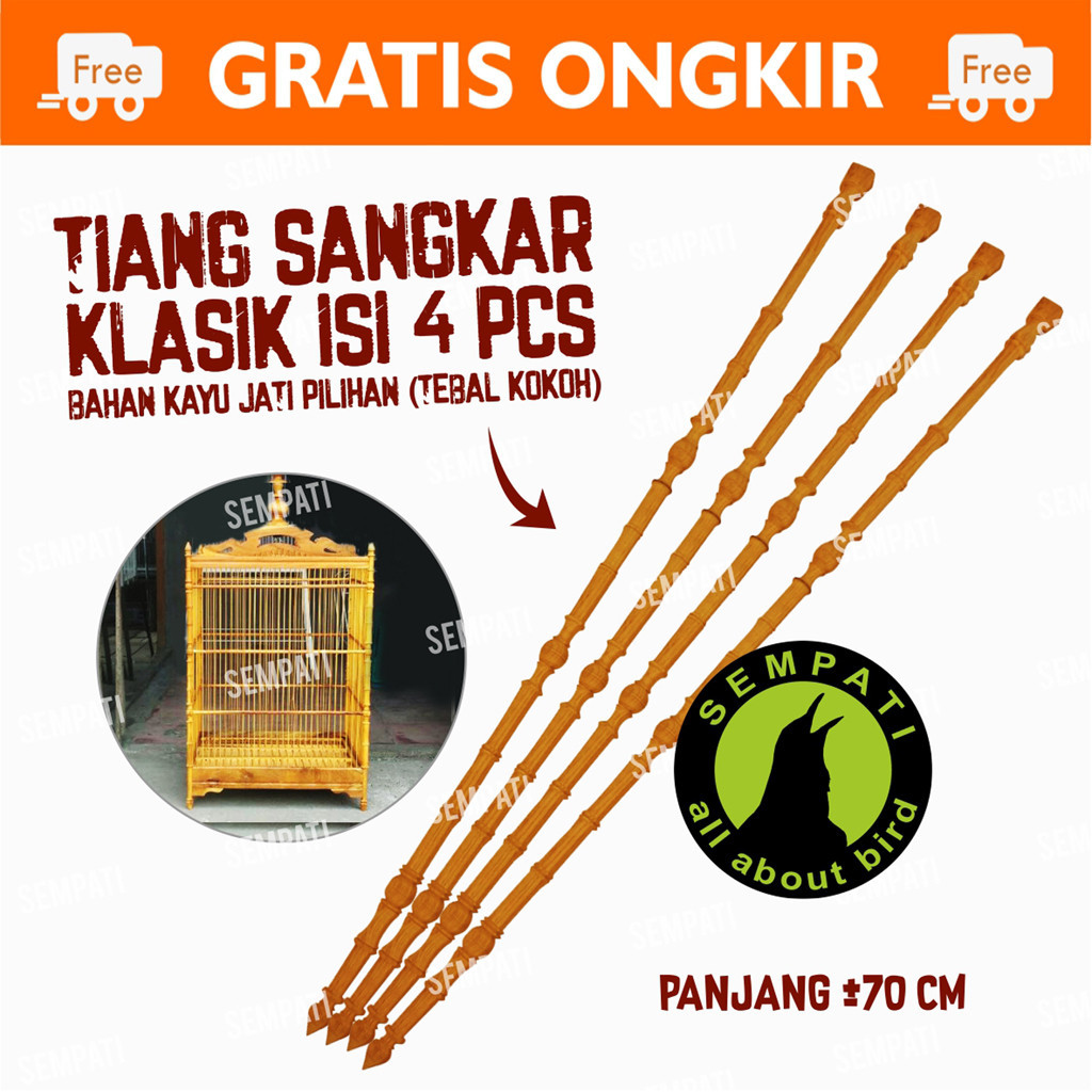 Ha SEMPATI TIANG SANGKAR KOTAK KAYU KLASIK TIANG SUDUT KANDANG BURUNG BAHAN KAYU BULAT KLASIK
