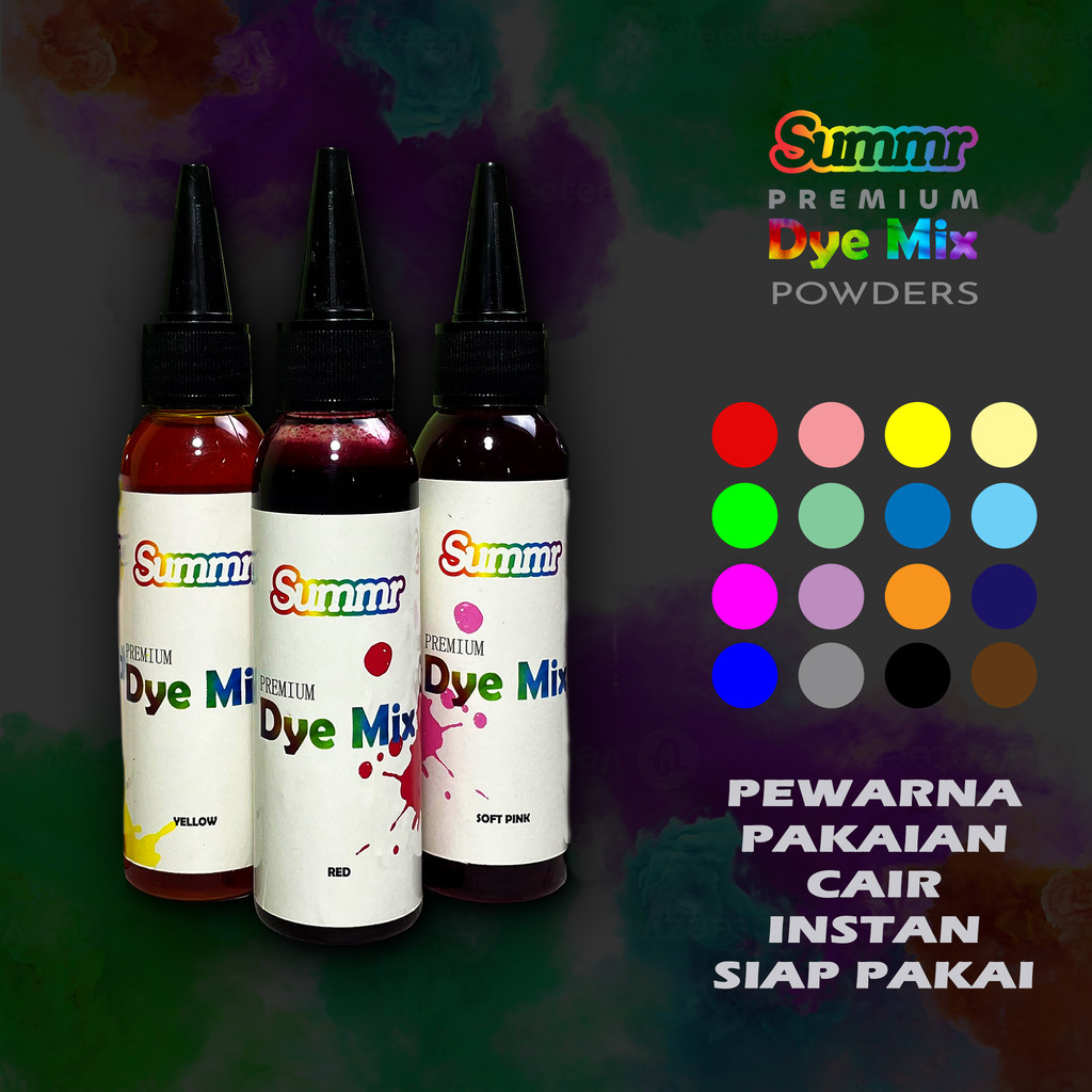 

Pewarna Pakaian Cair Permanen Siap Pakai By Summr (Pewarna Tie Dye, Pewarna Textile, Pewarna Kain)