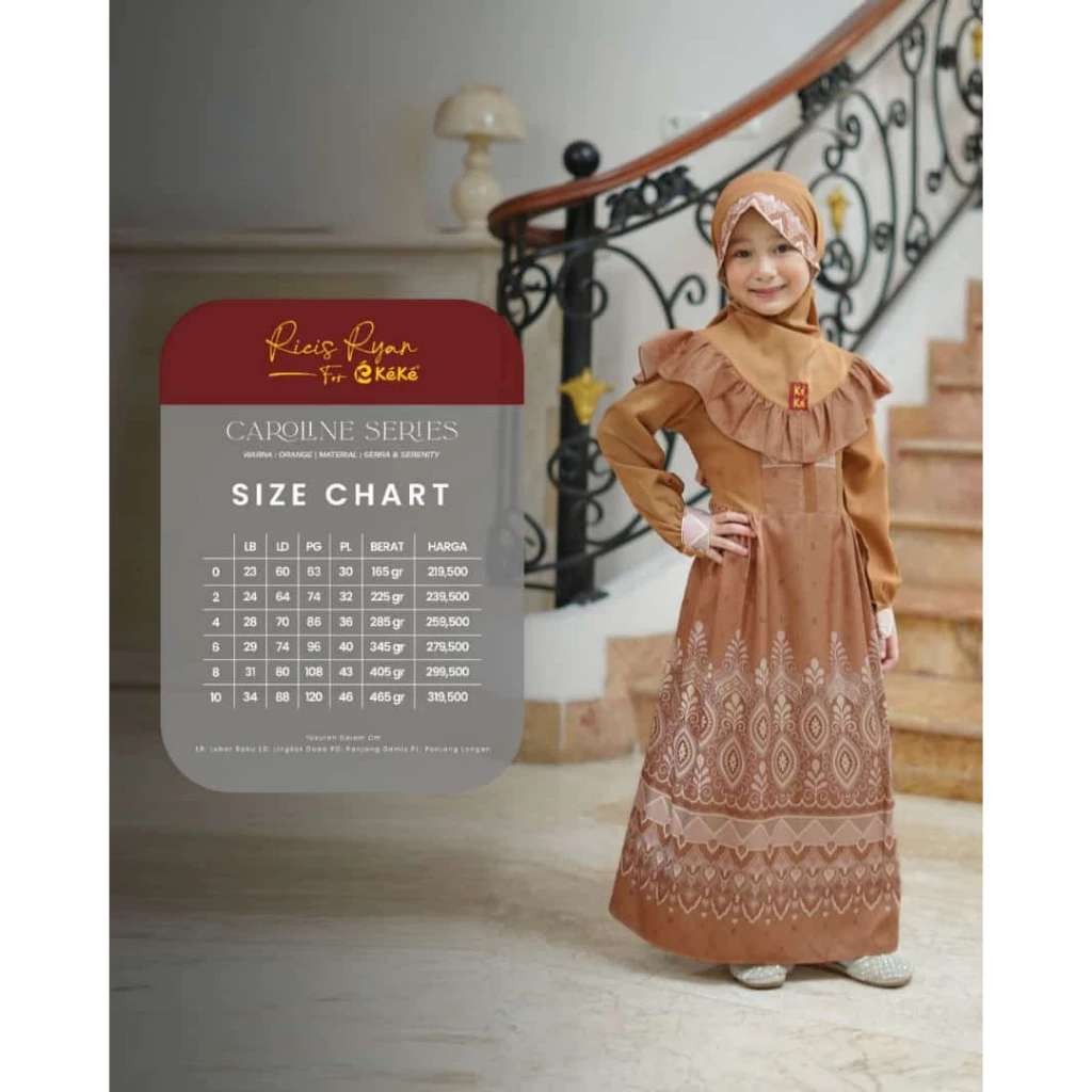 KEKE GAMIS ANAK GAK CAROLINE  ORANGE