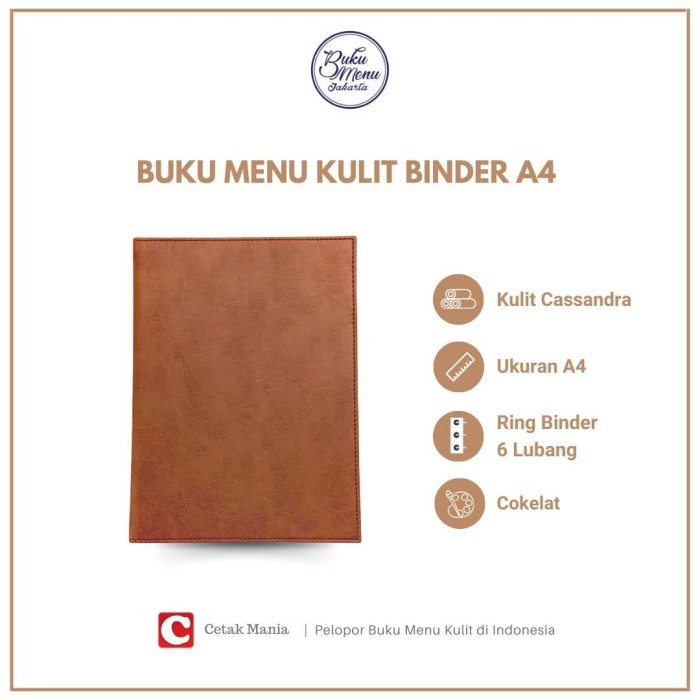

Buku Menu Jakarta - Buku Menu Kulit Premium Ring Binder 6 Lubang (TANPA PLASTIK) A4 Hitam dan Coklat (polos dan logo) - Cafe, Coffee Shop, Restoran, Hotel - COKLAT POLOS