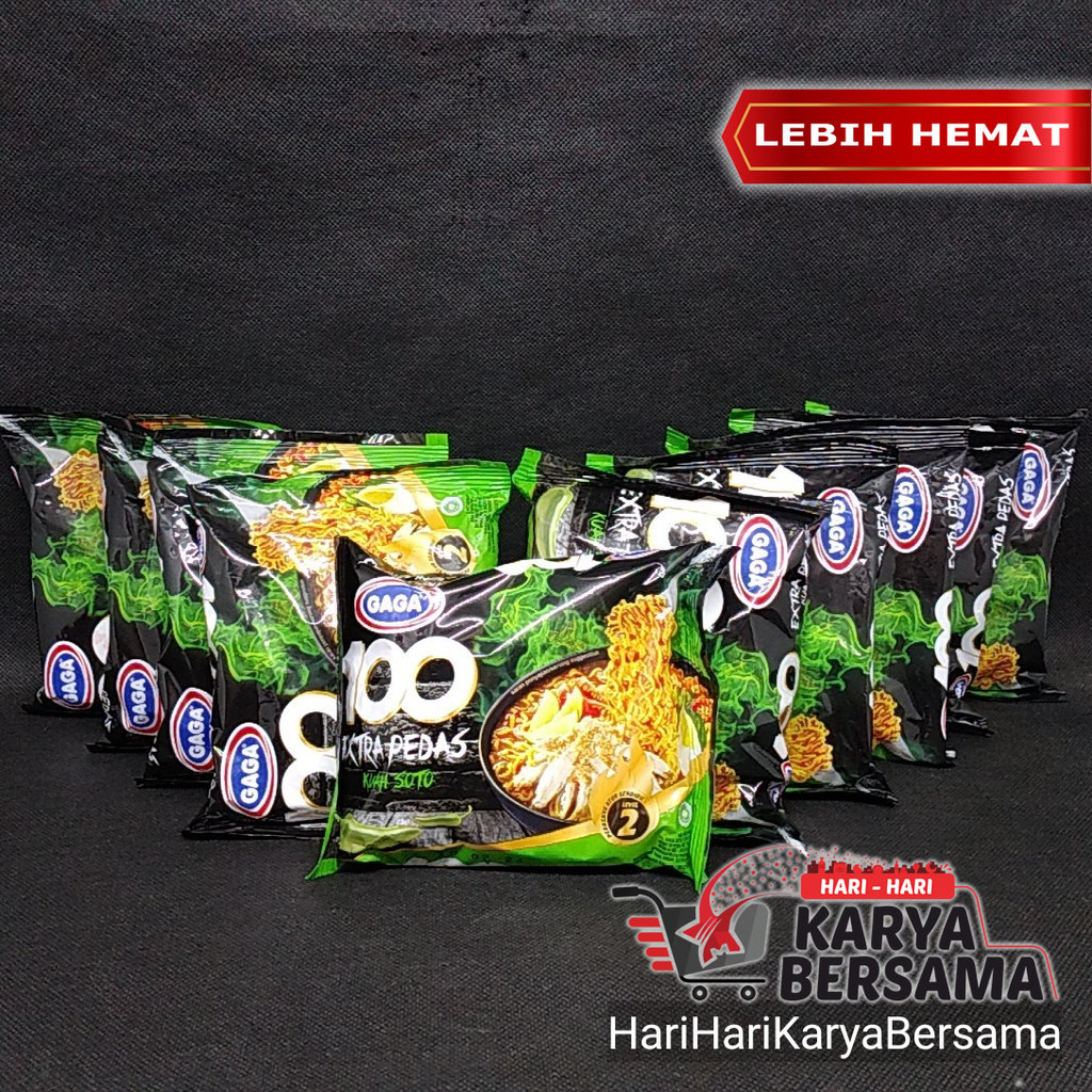 

GAGA 100 MIE INSTAN KUAH RASA SOTO EXTRA PEDAS PACK 10 BUNGKUS X 75GR