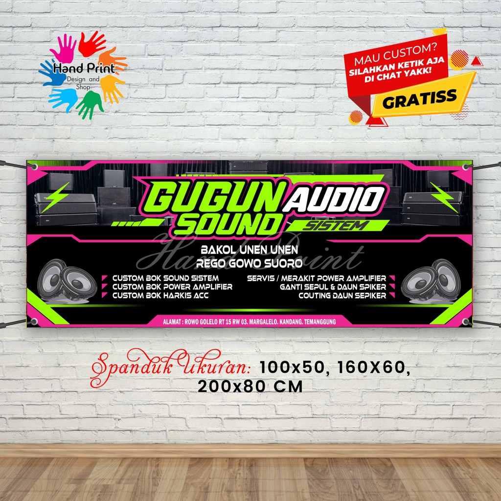 Cetak Spanduk Banner Audio Sound Hijau Hitam MMT Spanduk Custom 200x80