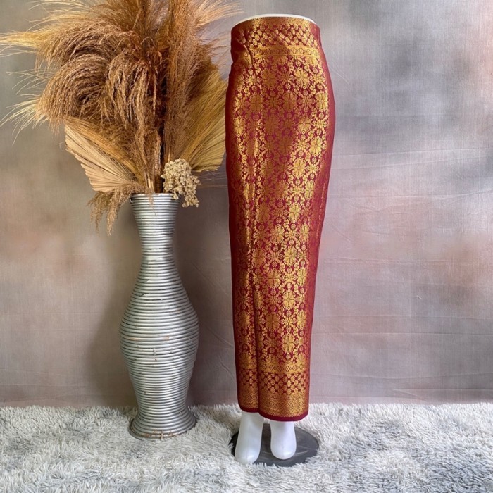 ROK LILIT SONGKET / ROK PANJANG SONGKET TENUN / ROK MUSLIM  - HITAM SILVER