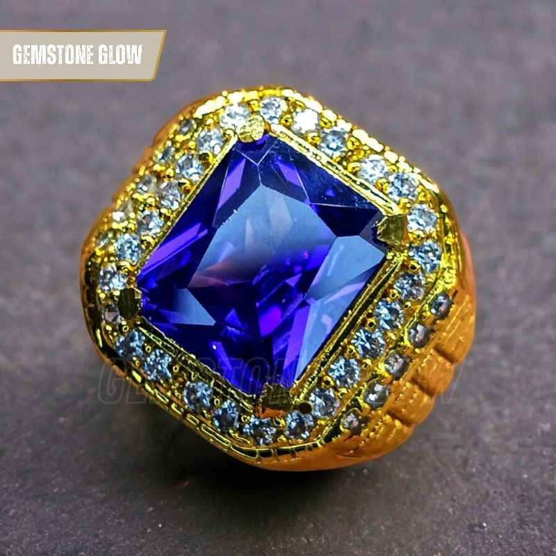 CINCIN PRIA PERMATA AMETHYST CUTTING OCTAGON KOTAK RING MICROSET SUPER MEWAH