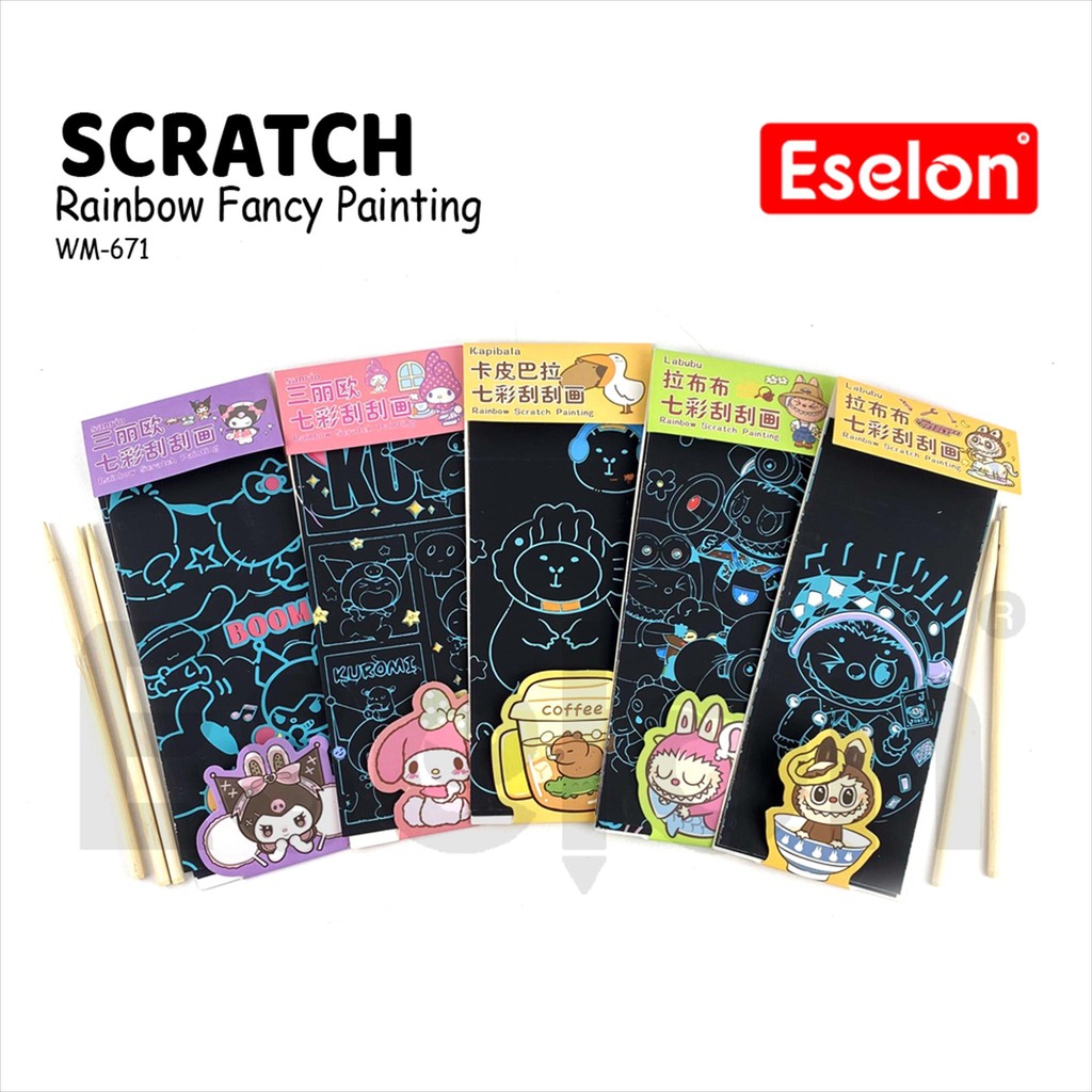

Mainan Gosok Scratch Book 671 Rainbow / Paper Scratch Note Karakter
