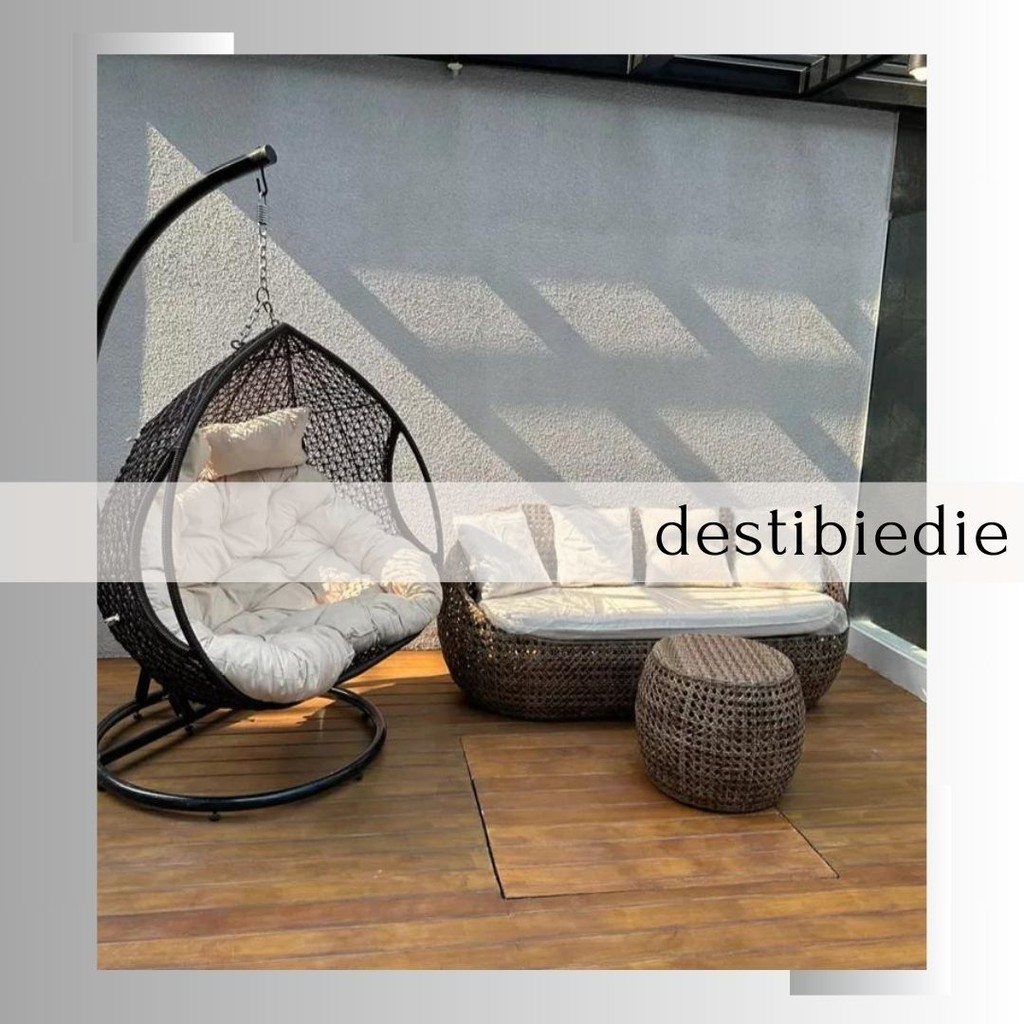 BUNDLING PRODUK AYUNAN GANTUNG SEMI JUMBO DAN SOFA TAMU 3 SEATER MEJA BULAT MOTIF TANJUNG ROTAN SINT