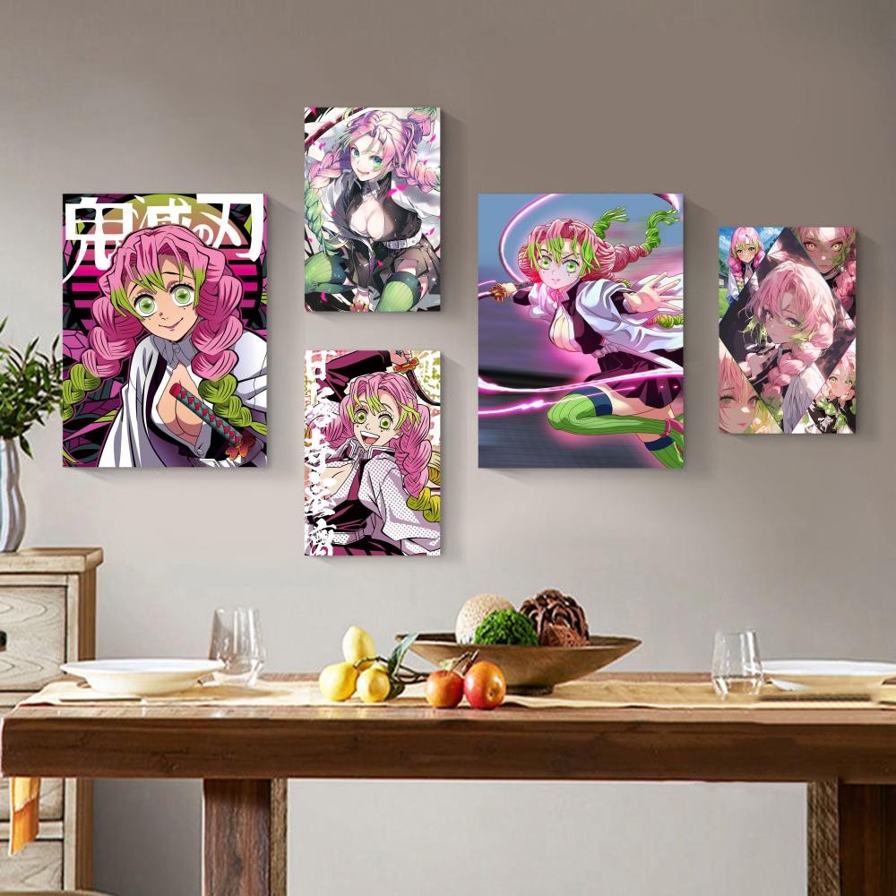 Demon Slayer Mitsuri Kanroji Poster Classic Movie Posters Fancy Wall Sticker for Living Room Bar Dec