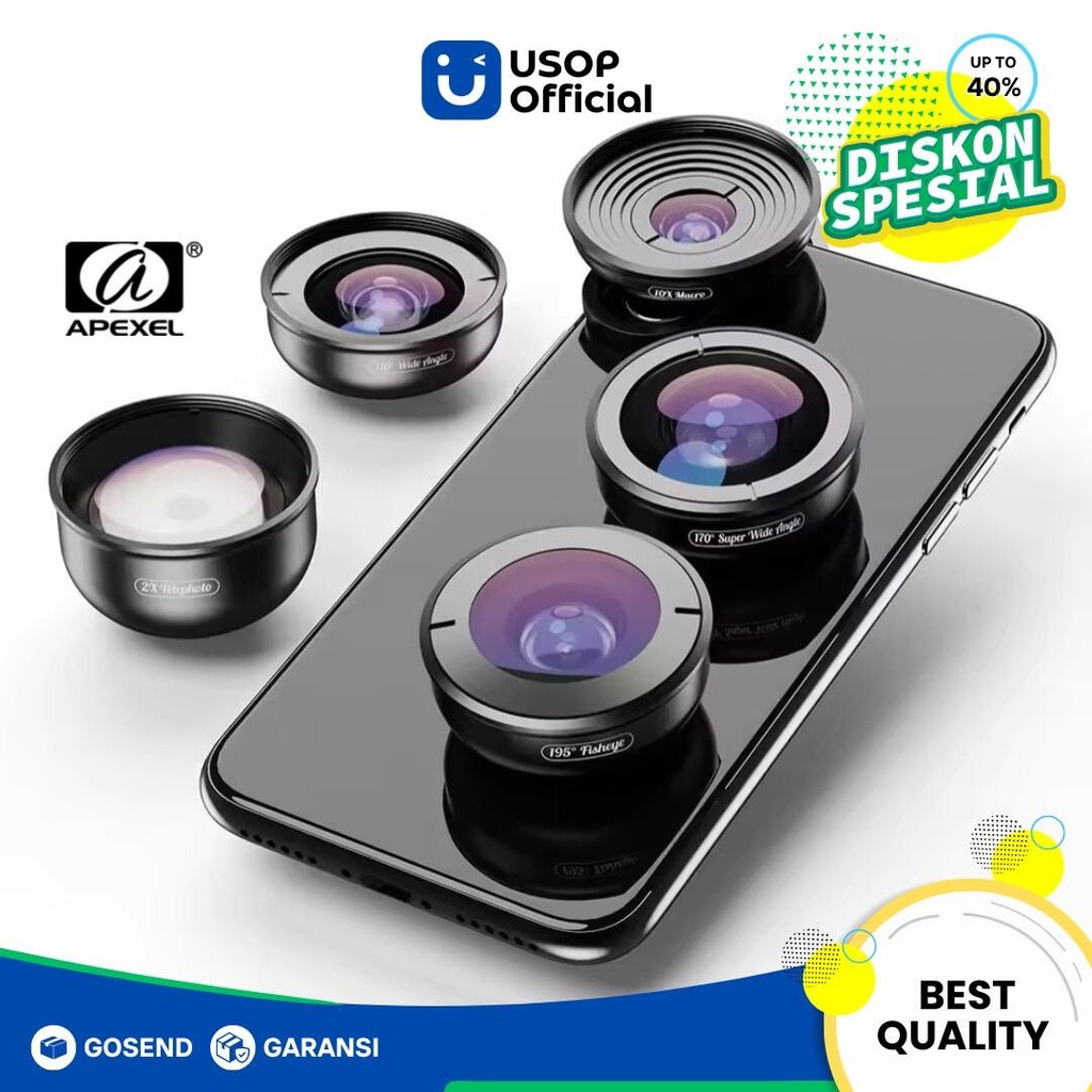 APEXEL Lensa Kamera Smartphone Universal Clip 5 in 1 Lens - APL-HB5
