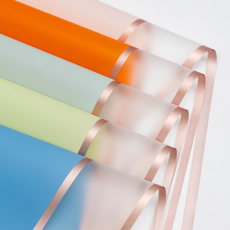 

(wk acc) KERTAS BUCKET JUMBO / KERTAS BUNGA GOLD LINE COLOR TRANSPARENT CELLOPHANE FLOWER WRAPP PEMBUNGKUS / Transparent Gold Frame Cellophane Double List Flower Wrapping Waterproof Paper Kertas Buket Bunga