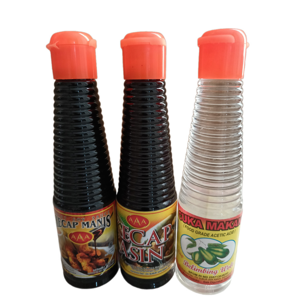 

Paket Murah Isi 3 Botol AAA 140 Ml - Kecap Manis, Kecap Asin, Cuka Makan