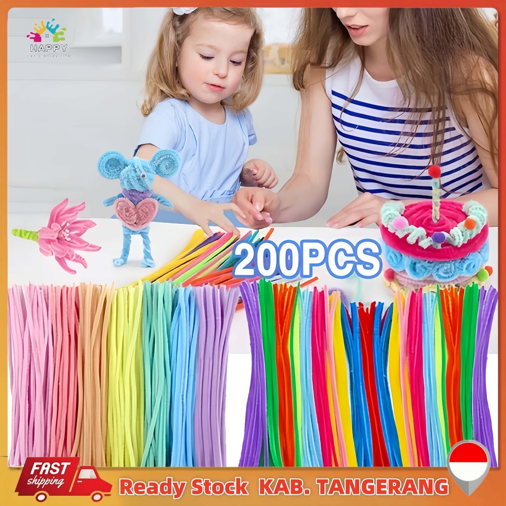 【grosir】200Pcs/30Cm Kawat Bulu Mercy Pastel Mix Kawat Bulu Mainan Anak Craft Diy Kerajinan Tangan Pi