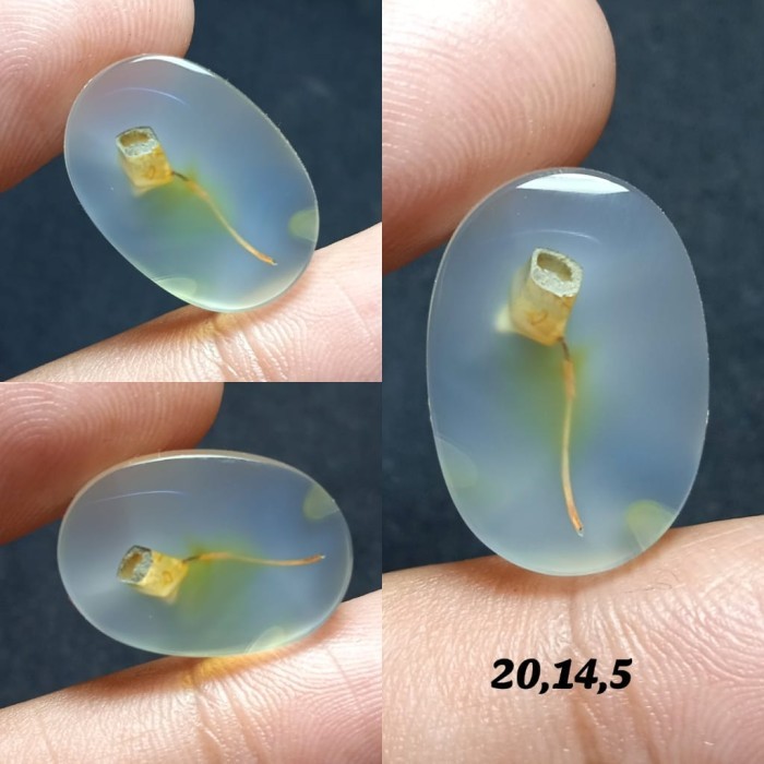 Natural Batu Akik Kristal Motif Gambar Pipa Cangklong Kuno Tua Antik