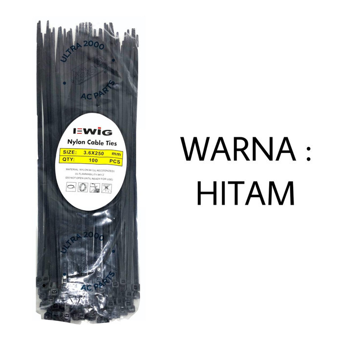 

⭐BISA COD⭐ CABLE TIES / KABEL TIES EWIG 3.6 mm x 25 CM Hitam