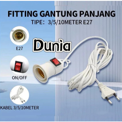 FITTING LAMPU GANTUNG KABEL 5 METER 3 METER 3M 5M 10METER SAKLAR ON OFF KOMPLIT MURAH GROSIR