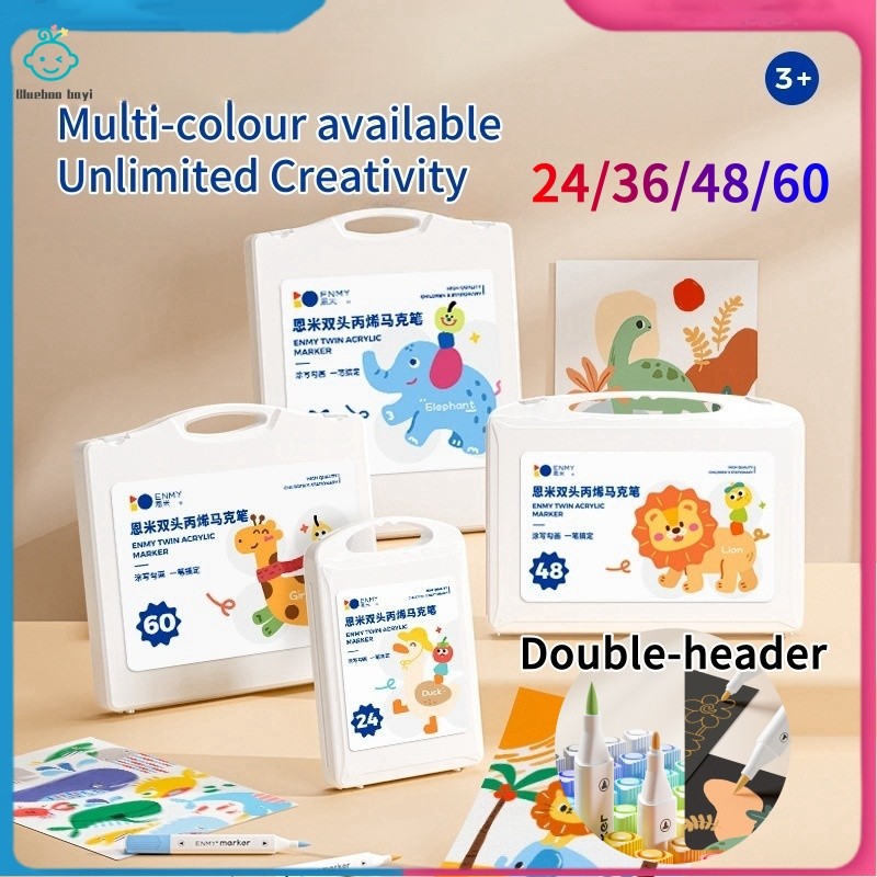 

One+One Double-headed Set Marker Akrilik 24/36/48/60 Warna yang Beragam dan Menarik untuk Seni