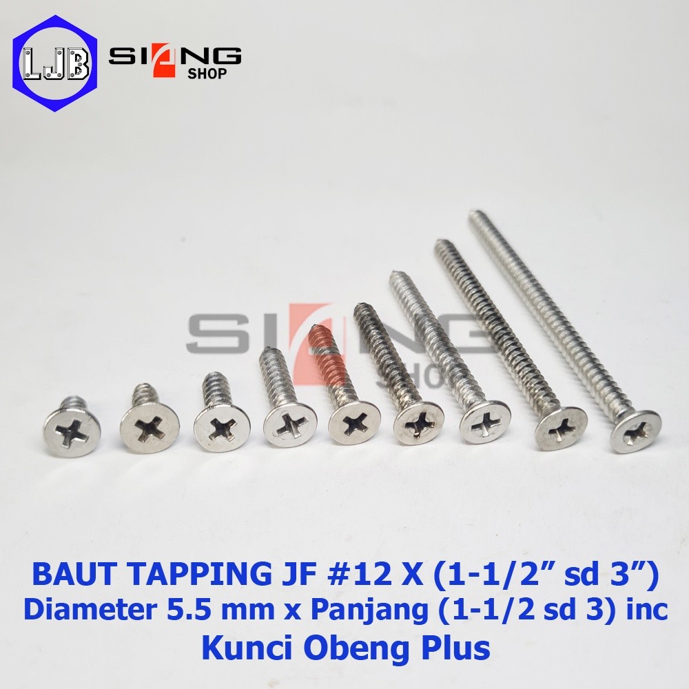 Baut Stainless JF #12 Sekrup Tapping Screw