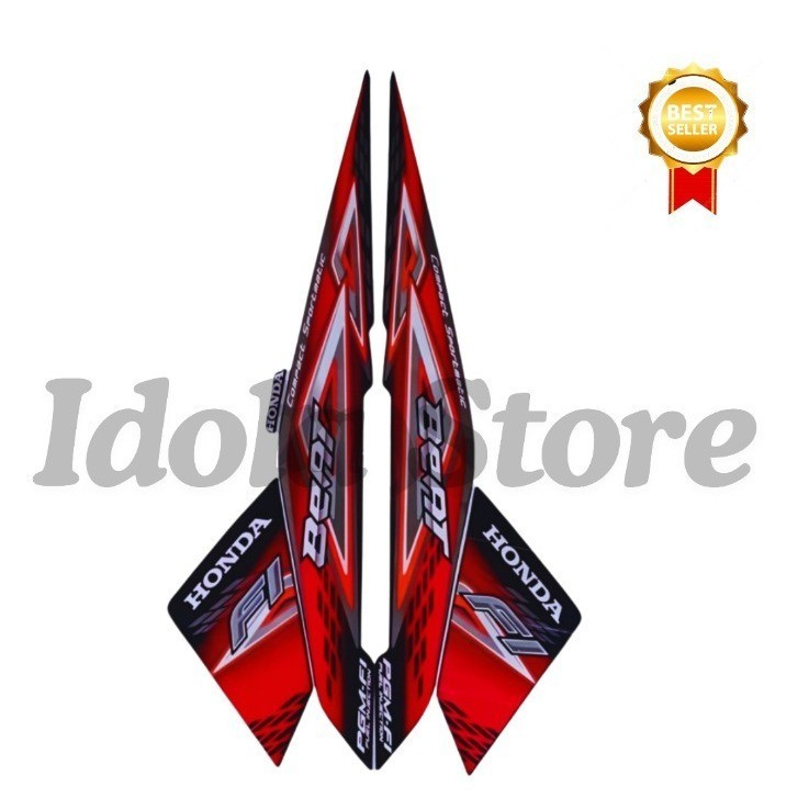 Striping Sticker Honda Beat fi 2014 Hitam merah list body motor beat 2014