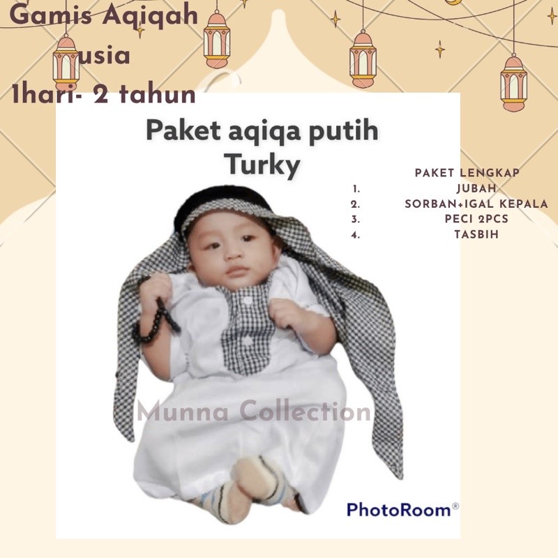 jubah bayi aqiqah/gamis bayi aqiqah/koko bayi/jubah aqiqah/qomis aqiqah grosir/ecer/usia 1hari-2tahu