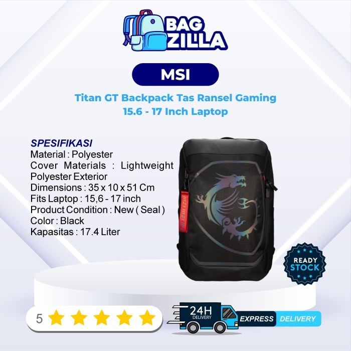 MSI Titan GT Backpack Tas Ransel Gaming 15.6 - 17 Inch Laptop