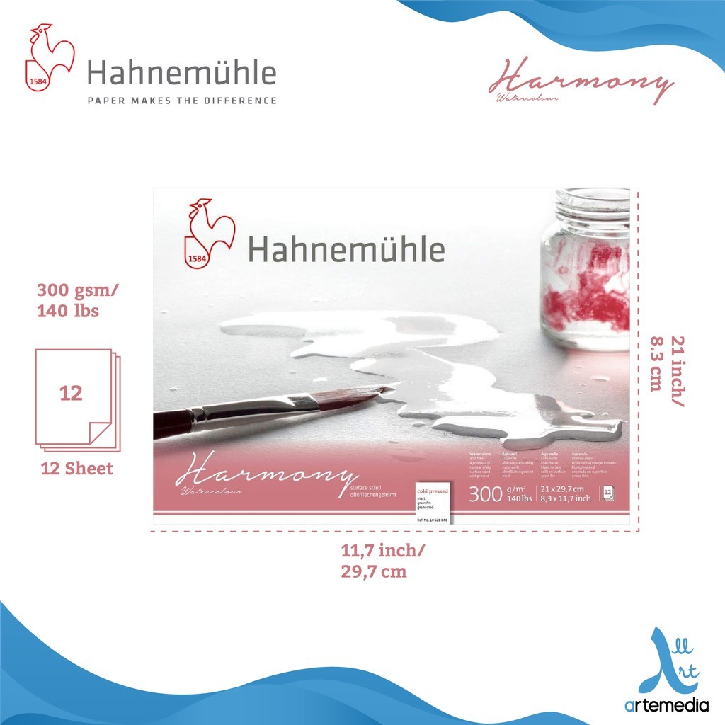 

Gramedia Surabaya - Hahnemuhle Harmony A4 Watercolor Pad Paper Block COLD PRESSED