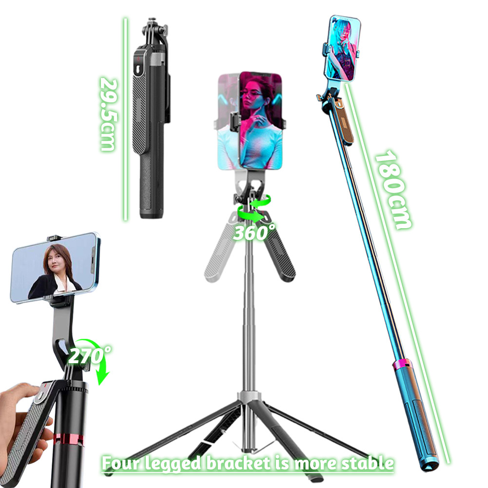 TNW P180 Multifungsi Bluetooth 180cm Tongkat Selfie Tripod, Dapat Ditarik Gopro Kamera Lampu Cincin 