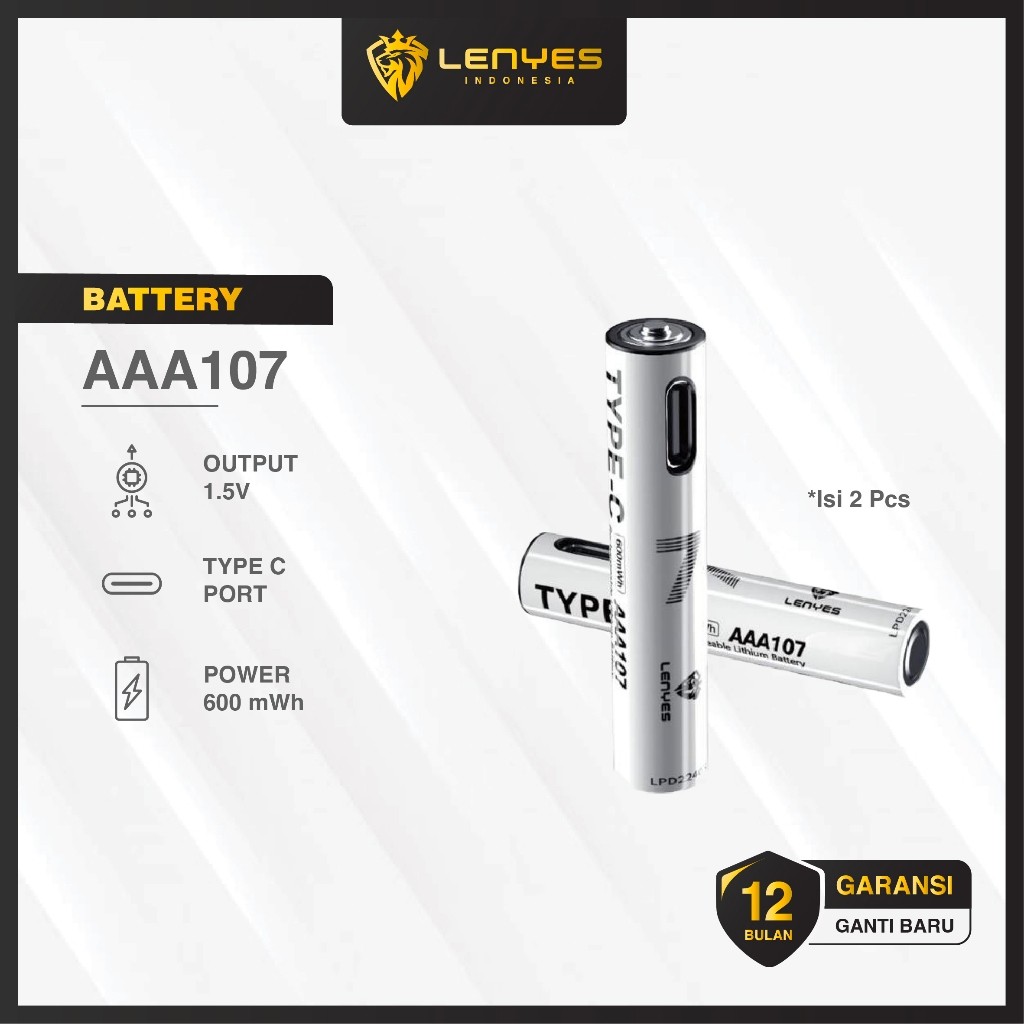 LENYES AAA107 Baterai Charge Isi Ulang AAA 1.5V Rechargeable Lithium Battery 600mWh Batu Batre Cas