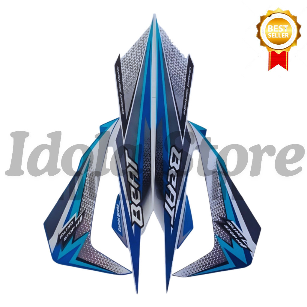 STIKER STRIPING BEAT ISS 2018 BIRU LES LIS BODY MOTOR BEAT ISS 2018 STIKER BEAT ISS