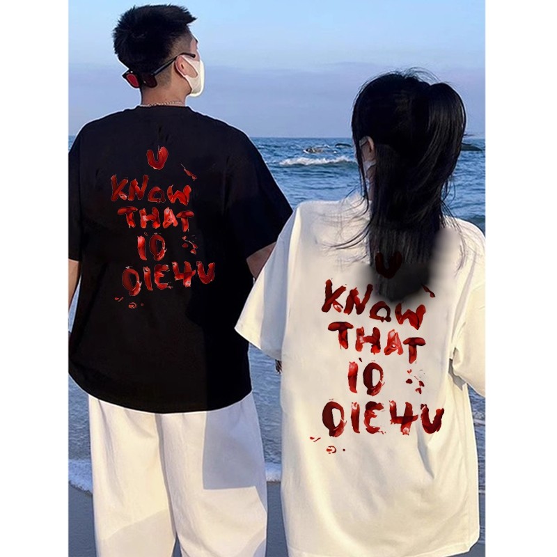 Mode Korea Bintang Merah baju kaos pria T-shirt wanita t shirt pria couple pasangan oversize couple