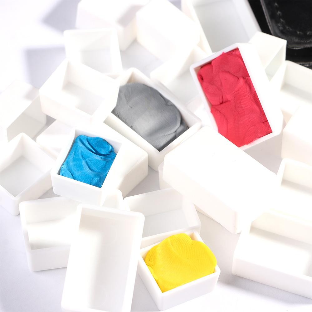 

6/12/24/48pcs 3.2ml Half Pans Empty Full Pan Plastic Painting Supplies Paint Palette Art Supplies Watercolor Paint Grid
