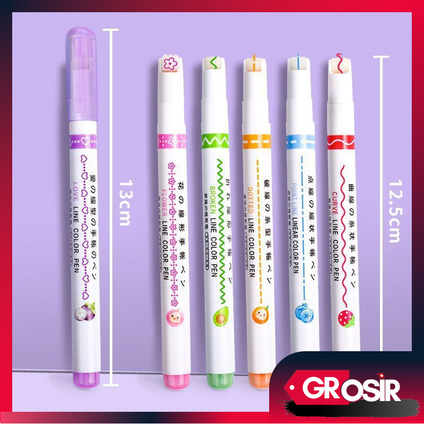 

Grosir - S5877 Pena Garis Warna Bermotif / Spidol Garis Aesthetic / Roll Line Marker Estetik / Pulpen Highlighter / Spidol Garis Line Marker
