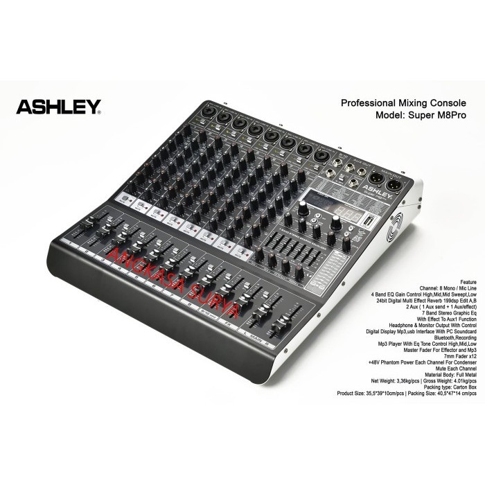 Mixer ASHLEY SUPER M8 PRO ORIGINAL / Mixer 8 Channel Ashley Super M8 Pro