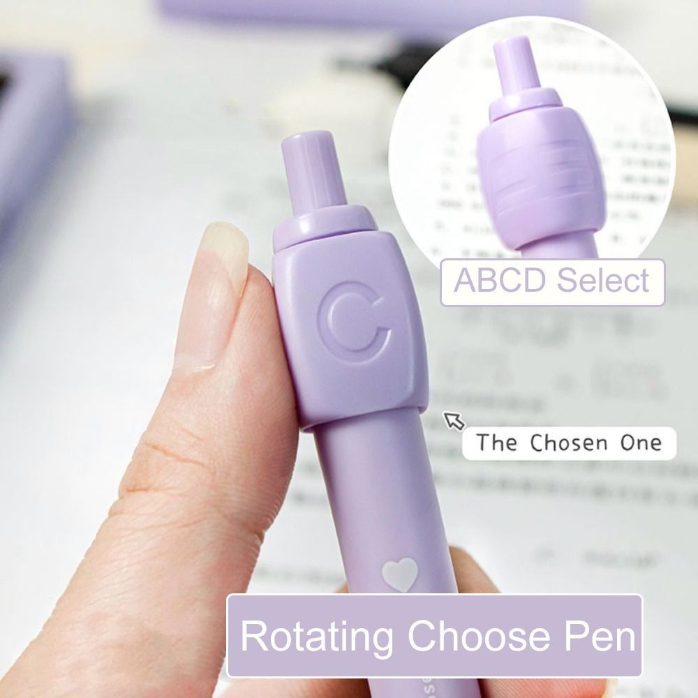 

2PCS Interesting Fun Rotating Answer Pen ABCD Select Writing Rotating Choose Pen 0.5mm Novelty Ballpoint Gel Pen Stationery Toys