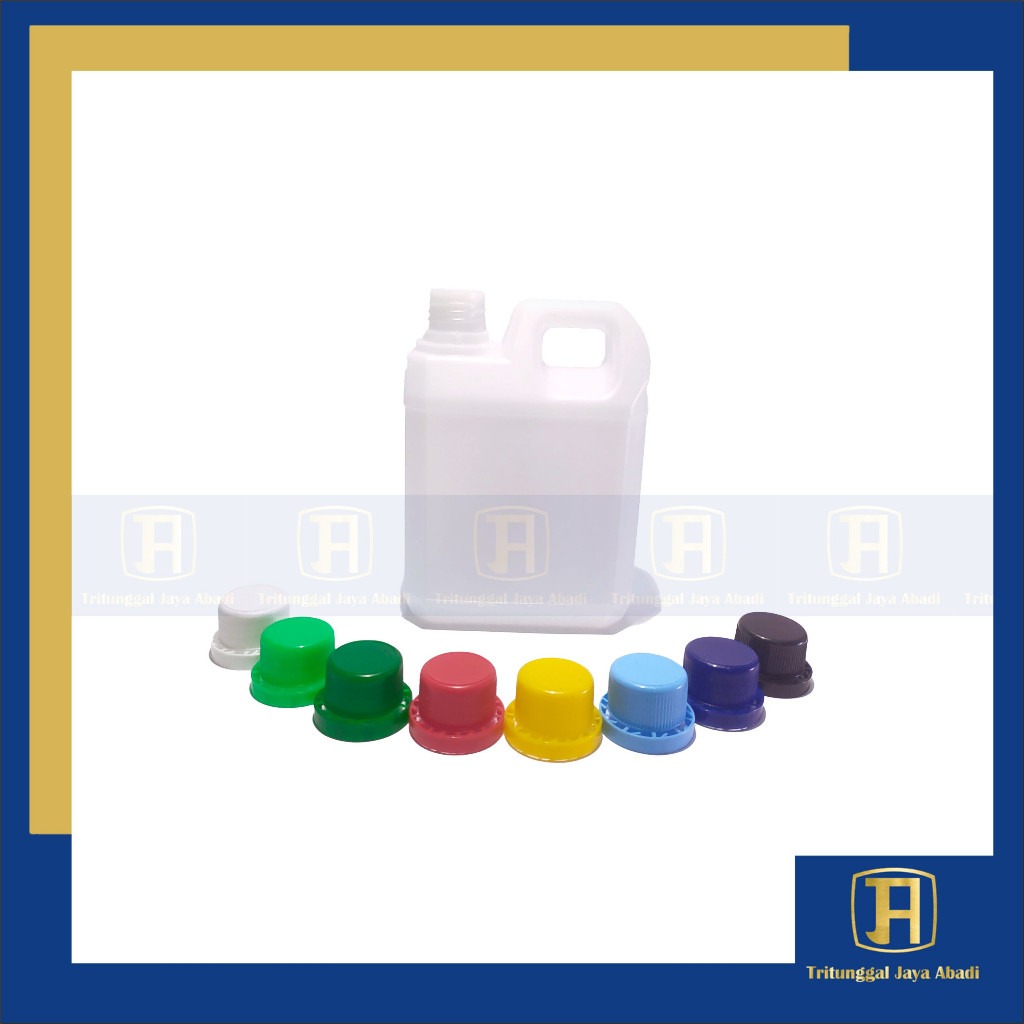 Jerigen 1 Liter Taiwan Segel HDPE Natural Mulut Besar – Pilihan Tutup Warna Warni (1 Set)