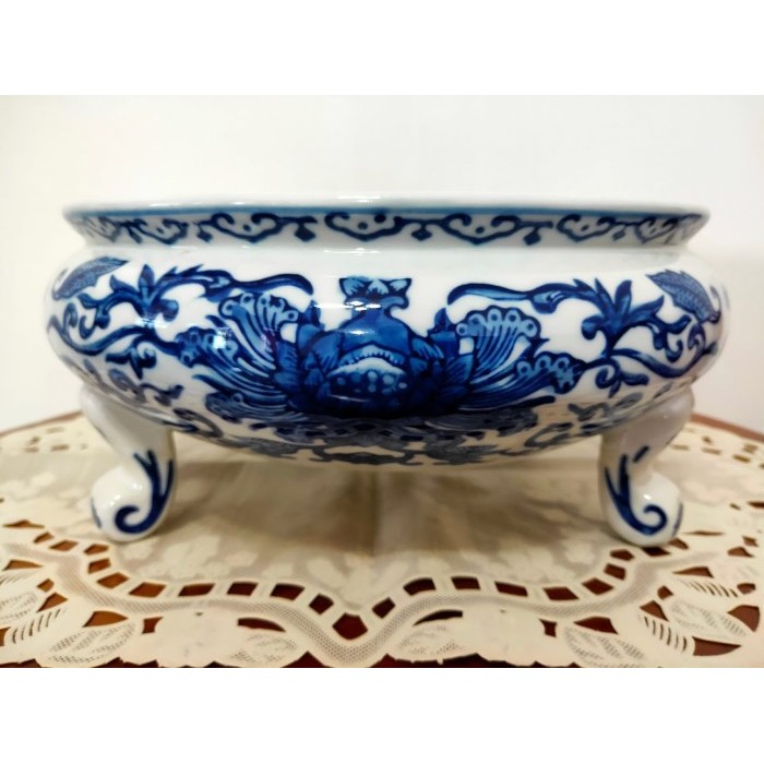 Pot Bunga Keramik Cina Bulat Kansai Motif Classic Size M