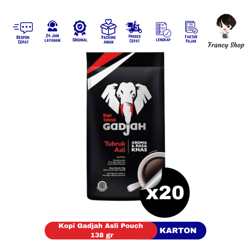

Paket Murah Kopi Tubruk Gadjah Asli Pouch 138 gr x20 Pcs