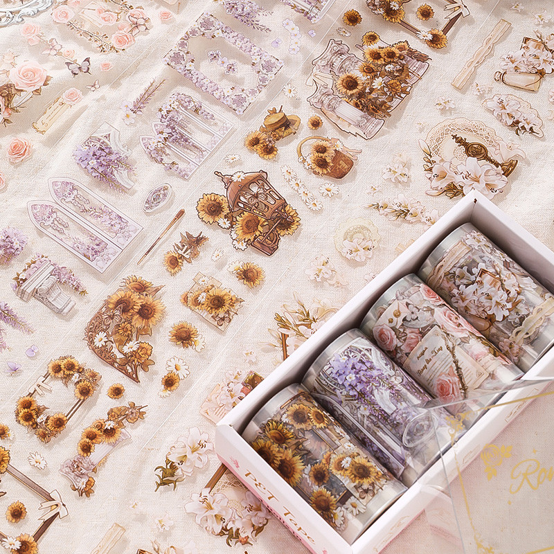 

1Style 4Rolls/box Vintage Floral Tape DIY Scrapbook Cell Phone Case Photo Frame Diary Mug Decoration