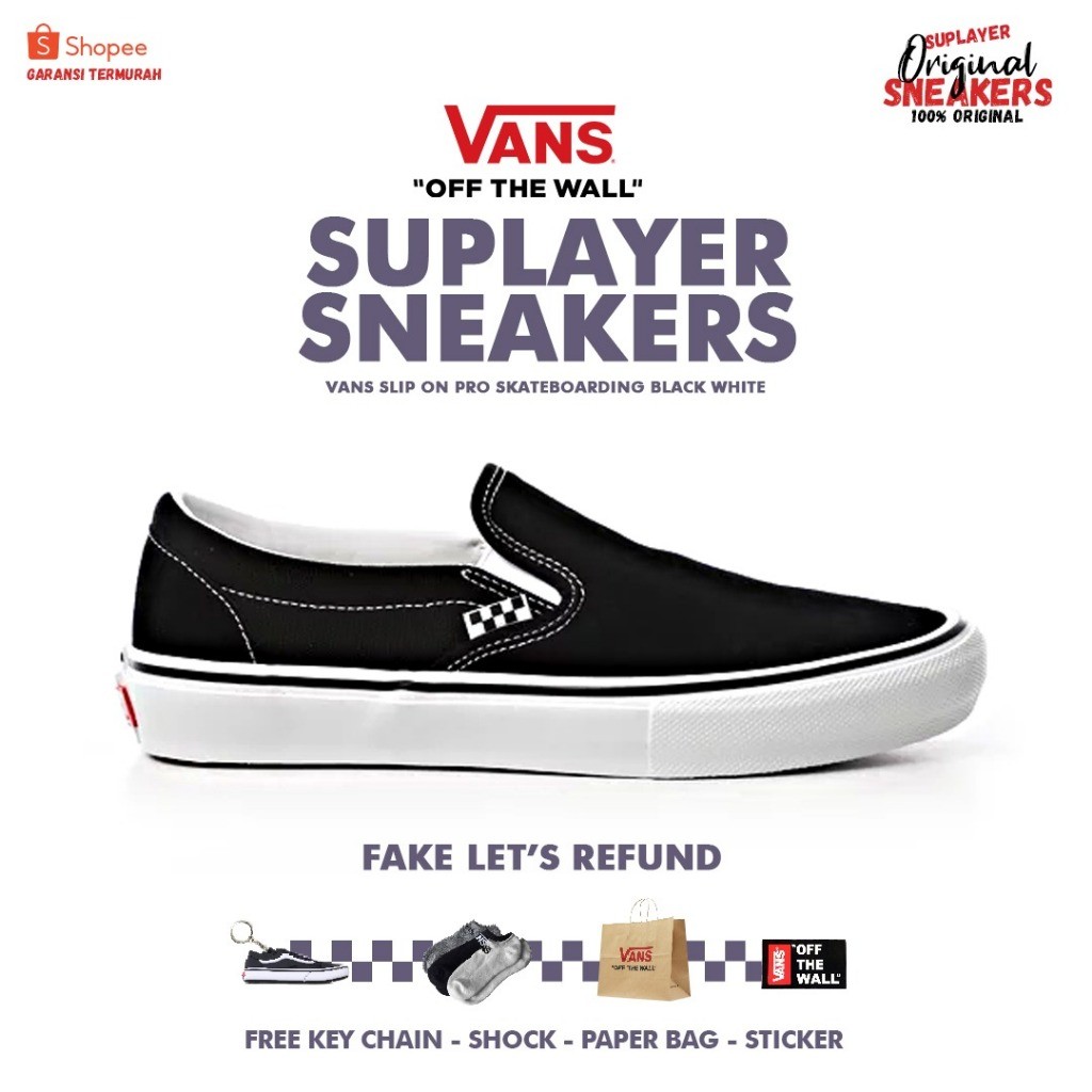 Vans Slip On Pro Skateboarding Black White Original BNIB