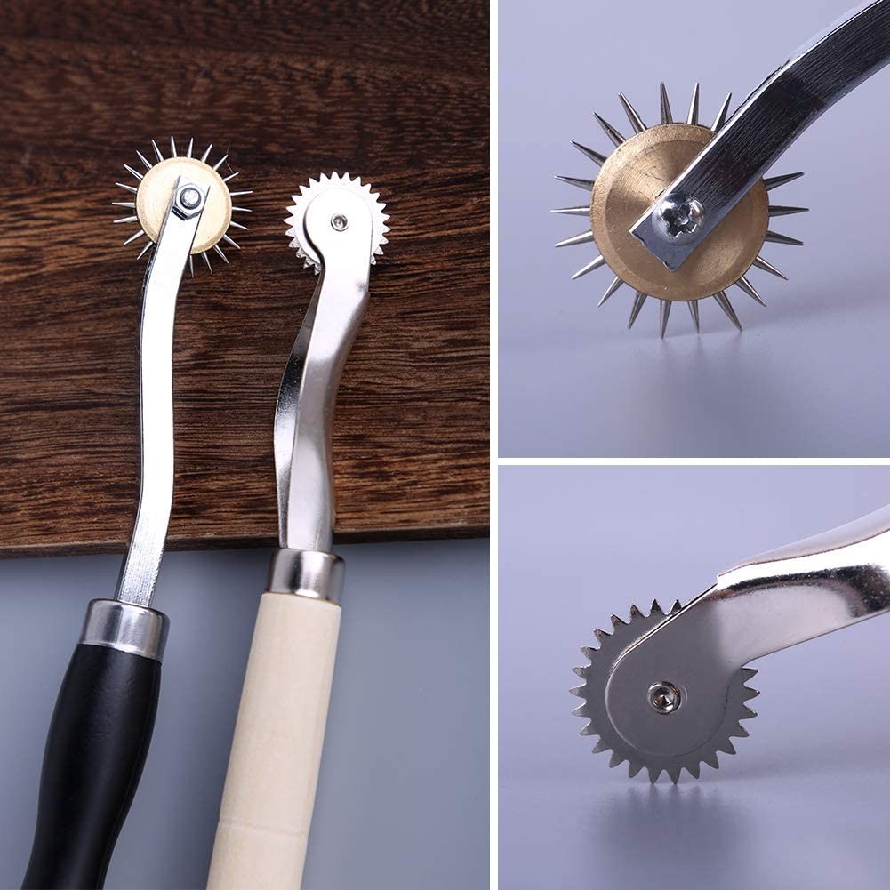 

Leather Scribing Wheel Tracing Wheel Sewing Tool Needle Point Tracing Wheel Wooden Handle Scribing Wheel Set