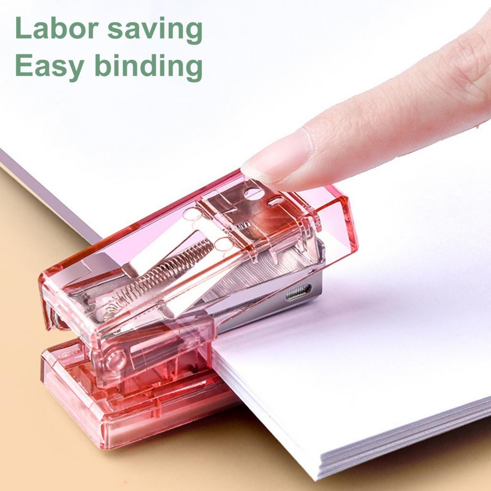

Stapler Transparent Labor-saving Flexible Book Order Plastic Mini Size Binder Desktop Stapler School Supplies