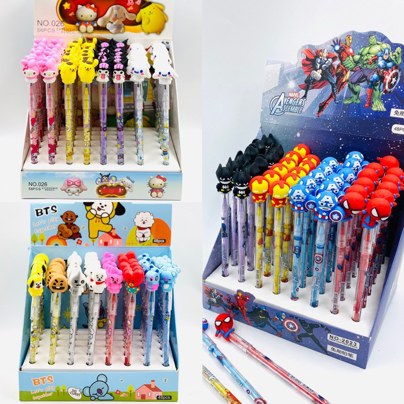 

( DAPAT 1 PCS ) PENSIL BENSIA Sambung Susun Karakter Disney Avenger Frozen Lucu