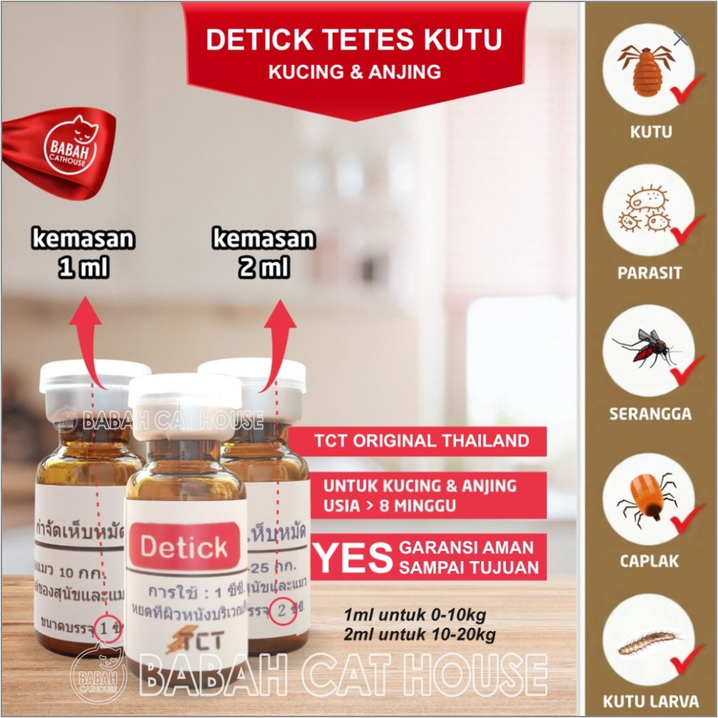 1ml dan 2ml DETICK Obat Tetes Kutu Cat Kucing Anjing Pembasmi Penghilang Ampuh Untuk Anti Parasit Ku