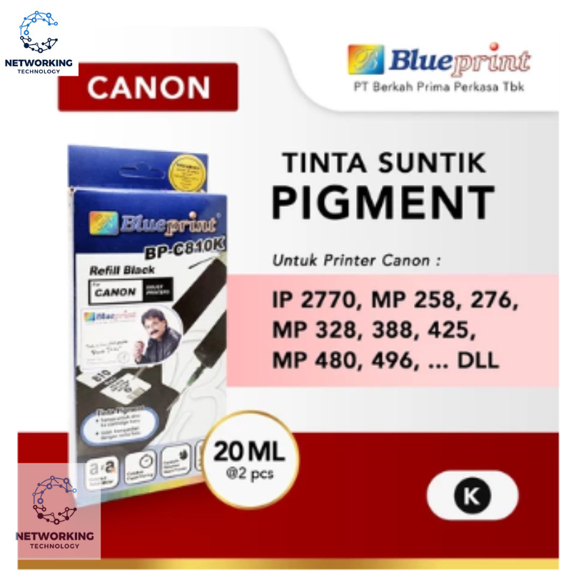 Tinta Suntik Refill Pigment BLUEPRINT BP-810K untuk Printer Canon - Black
