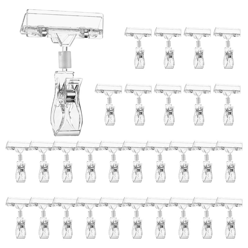 

Enjoy New 30PCS Clear Sign Clips For Display, Sign Holder Clips For Retail, Plastic Price Sign Clamps Label Tag Acrylic Clips